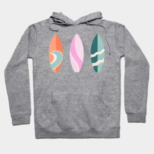 Pink, orange and teal retro surfboards Hoodie